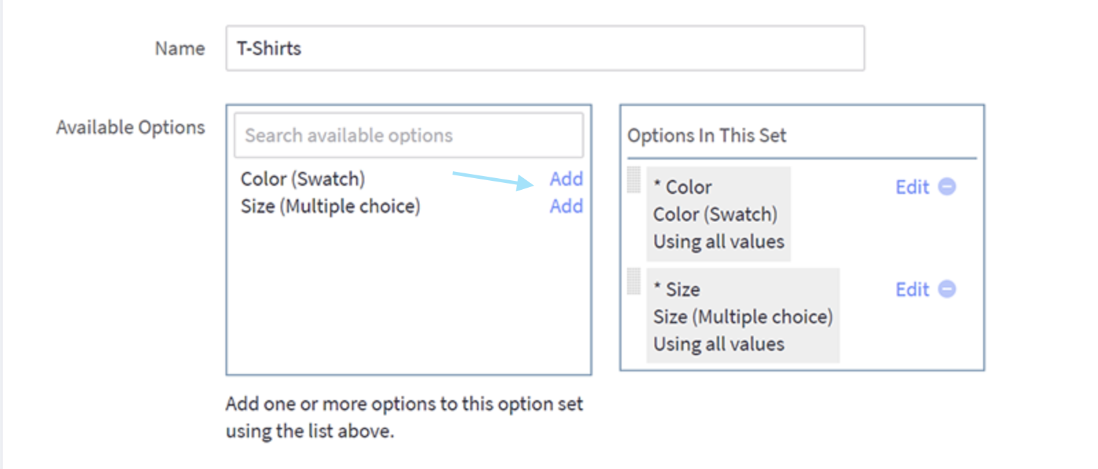 Set the Option sets